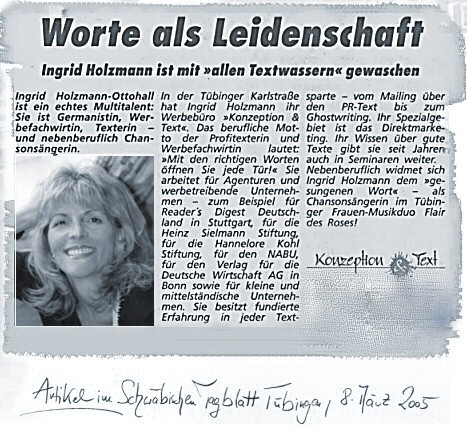 Ingrid Holzmann:Werbung, Direktmarketing in Tübingen